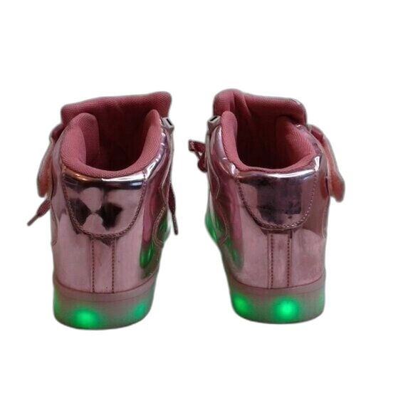Kids LED LightUp HighTop Sneaker USB Rechargeable Flashing Shoes Pink Size 3.5/4 - Picture 6 of 12